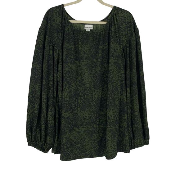 Ava & Viv Green Black Abstract Print Blouse Size 1X NWT - Picture 1 of 6